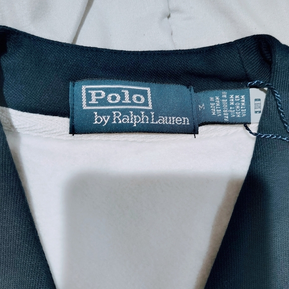 Ralph Lauren White Cardigan Navy Trim and P Embroidered Logo Size Medium NWT - Picture 5 of 5